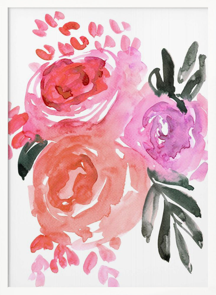 Maeko loose watercolor florals I Poster