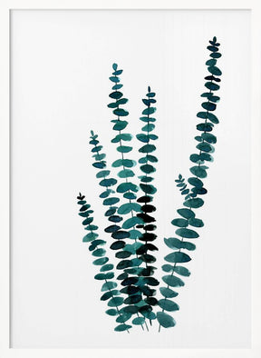 Teal watercolor eucalyptus I Poster