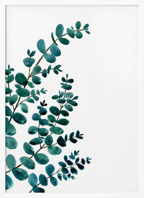 Teal watercolor eucalyptus II Poster