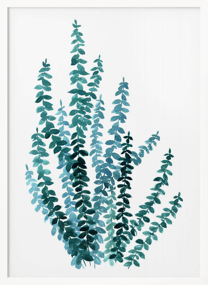 Watercolor eucalyptus branch in teal Poster