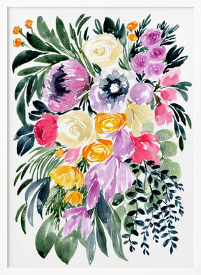 Urja loose floral watercolor bouquet Poster