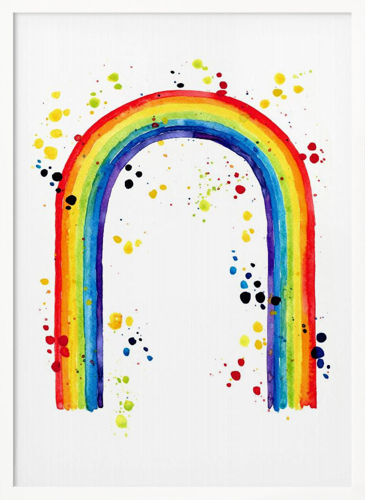 Rainbow watercolor with splatters Poster