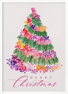 Floral watercolor merry Christmas tree Poster