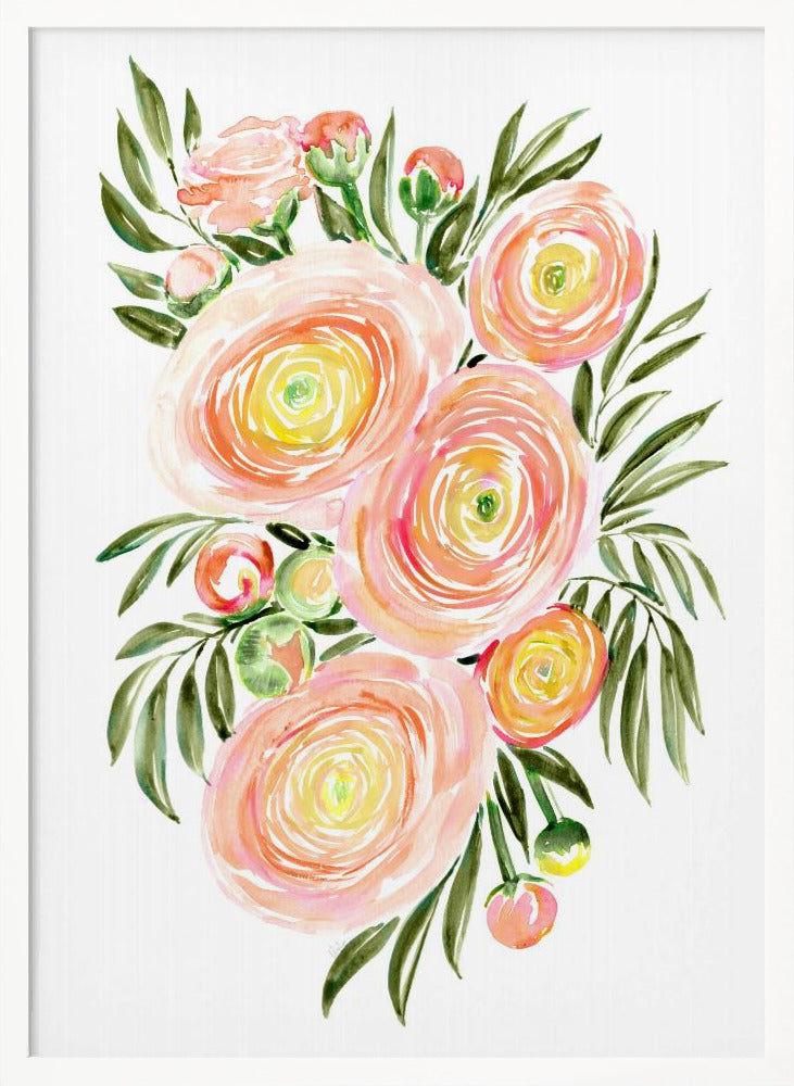 Savanna bouquet of coral ranunculus Poster