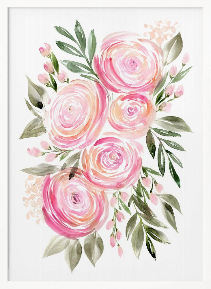 Begonia pink ranunculus bouquet Poster