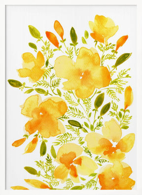 Watercolor California poppies quad 1 Poster