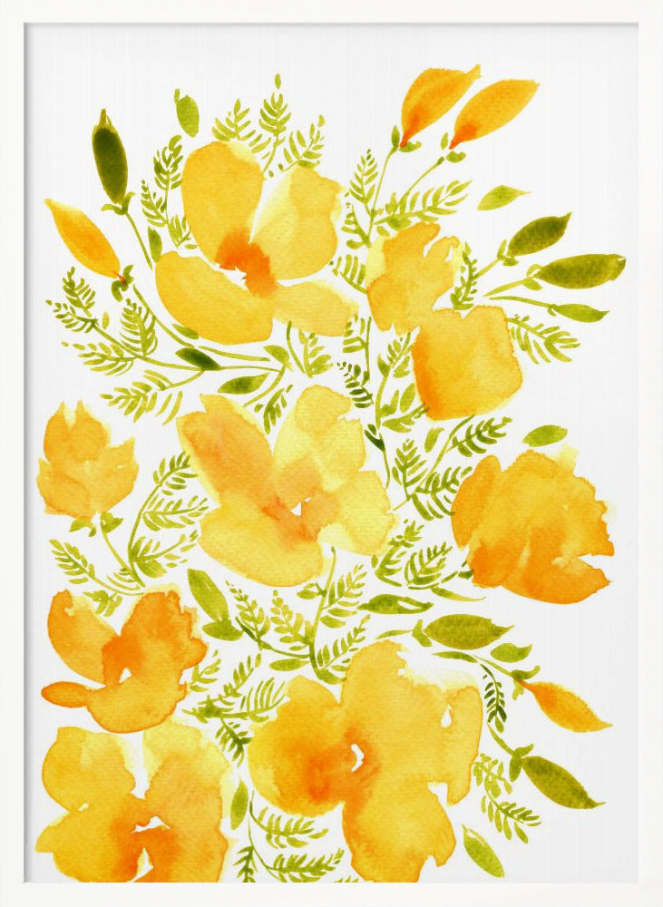 Watercolor California poppies quad 2 Poster