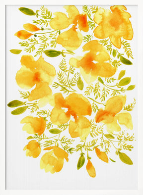 Watercolor California poppies quad 3 Poster