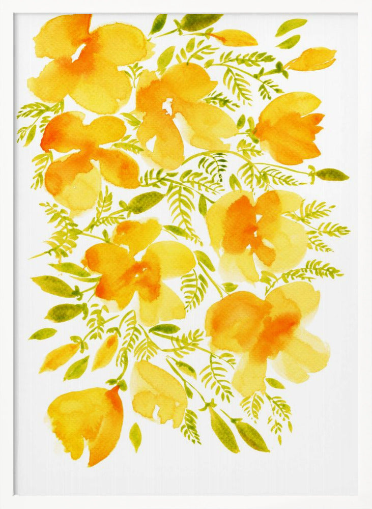 Watercolor California poppies quad 4 Poster