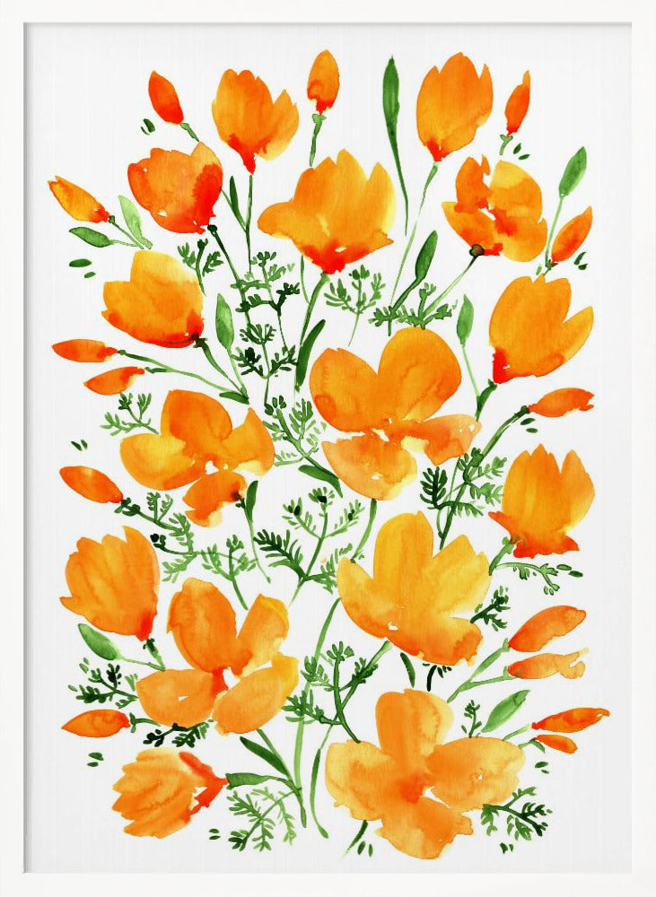 Watercolor California poppies Poster