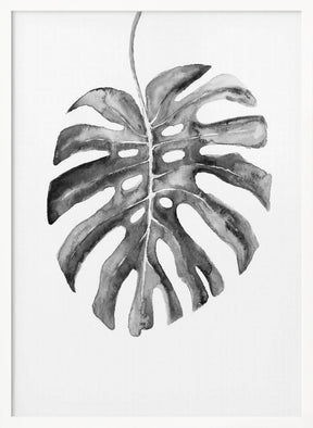 Black and White Monstera Leaf Poster