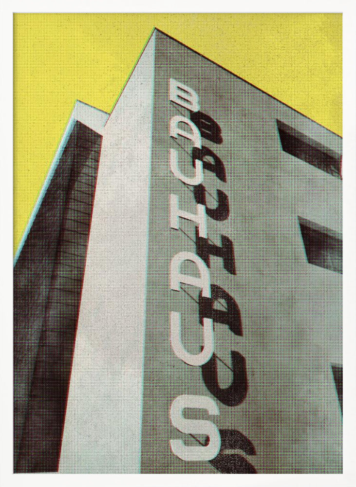 Bauhaus Dessau architecture in vintage magazine style Poster