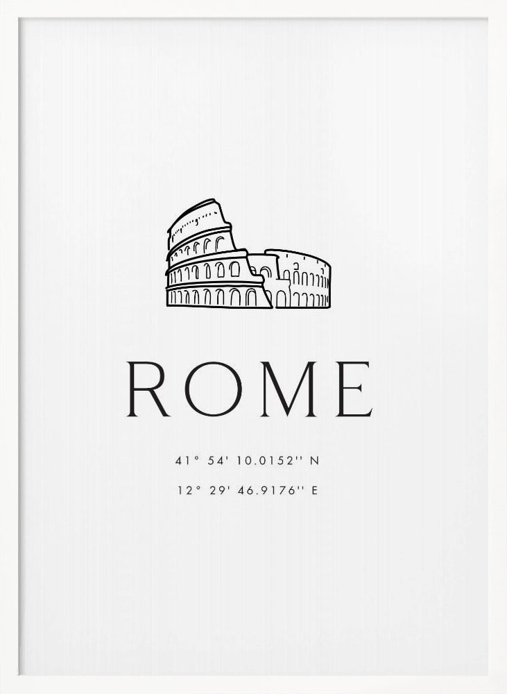 Rome coordinates with Colosseum sketch Poster