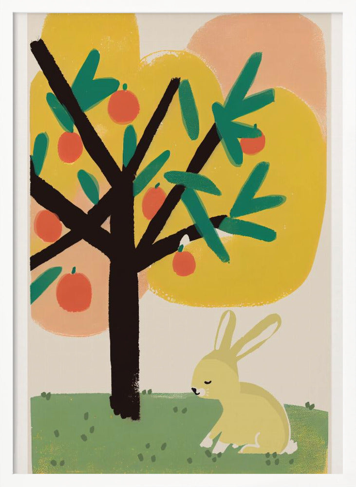 Bunny Under Apple Tree Poster