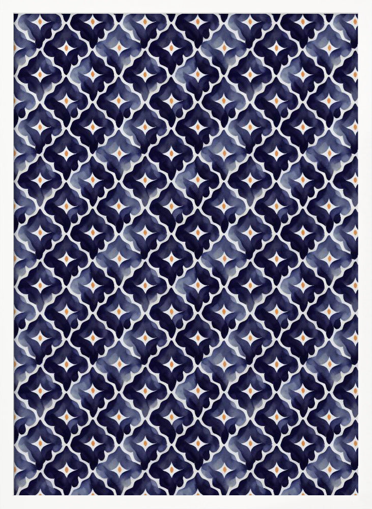 Blue Aquarell Tile Pattern Poster