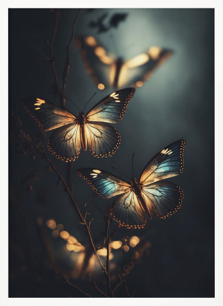 Glowing Butterflies Poster