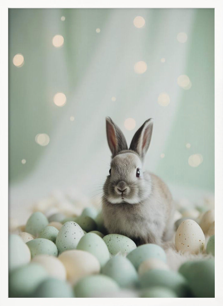 Bunny and Pastel Eggs Poster