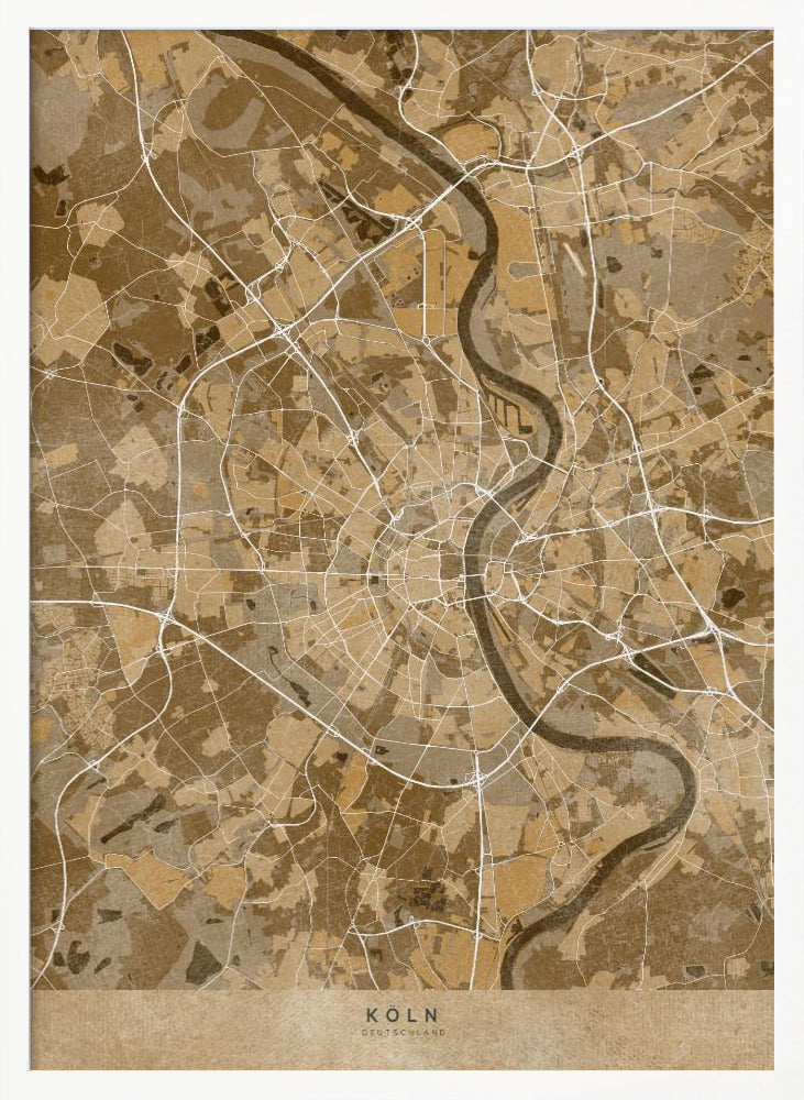 Sepia vintage map of Köln Germany Poster