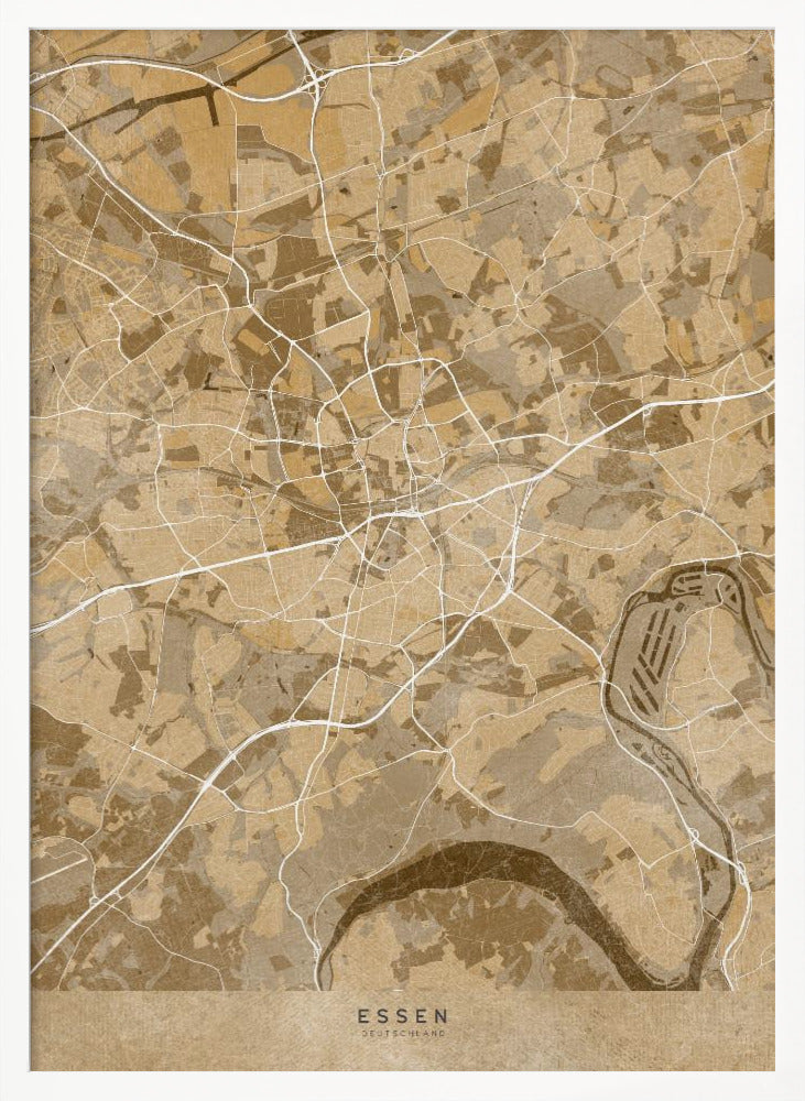 Sepia vintage map of Essen Germany Poster