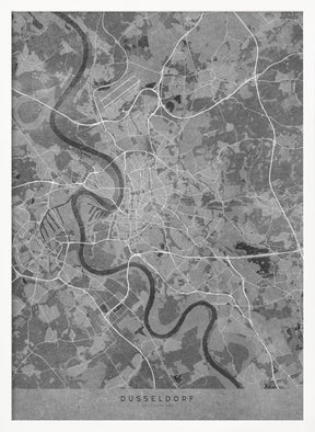 Gray vintage map of Düsseldorf Germany Poster