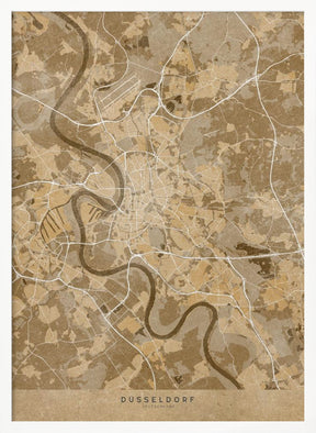 Sepia vintage map of Düsseldorf Germany Poster