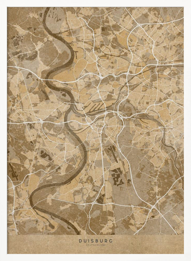 Sepia vintage map of Duisburg Germany Poster