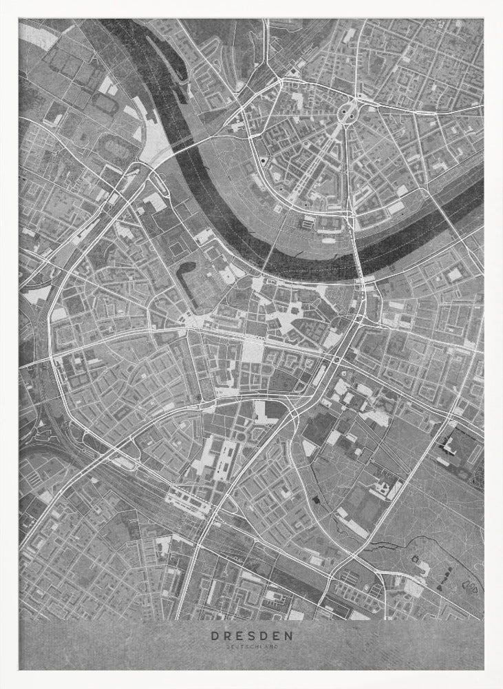 Gray vintage map of Dresden downtown Germany Poster