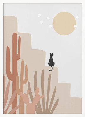 Cat with Cactus Poster