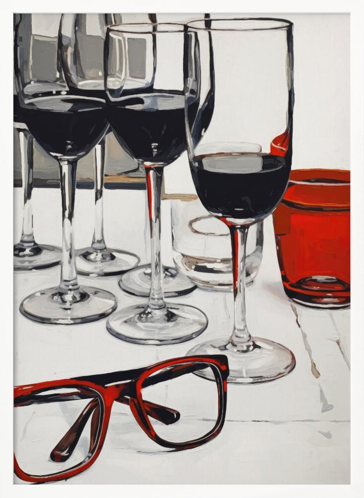 Still Life With Red Glasses Poster