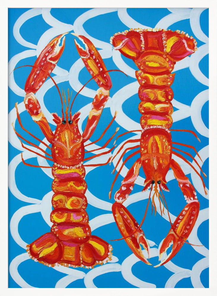 Langoustines On Blue Poster