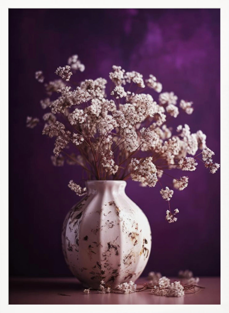 Dry Flowers On Purple Background Poster