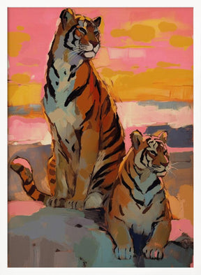 Tigers At Sunset Poster