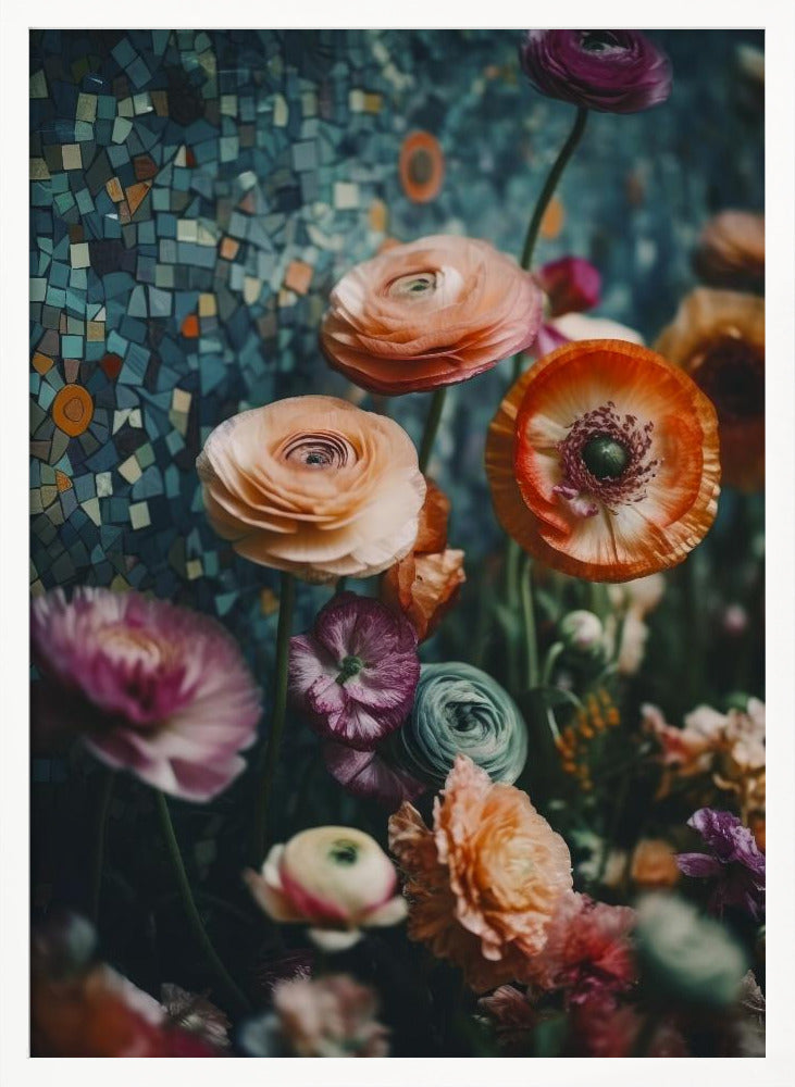 Flowers And Mosaic Poster