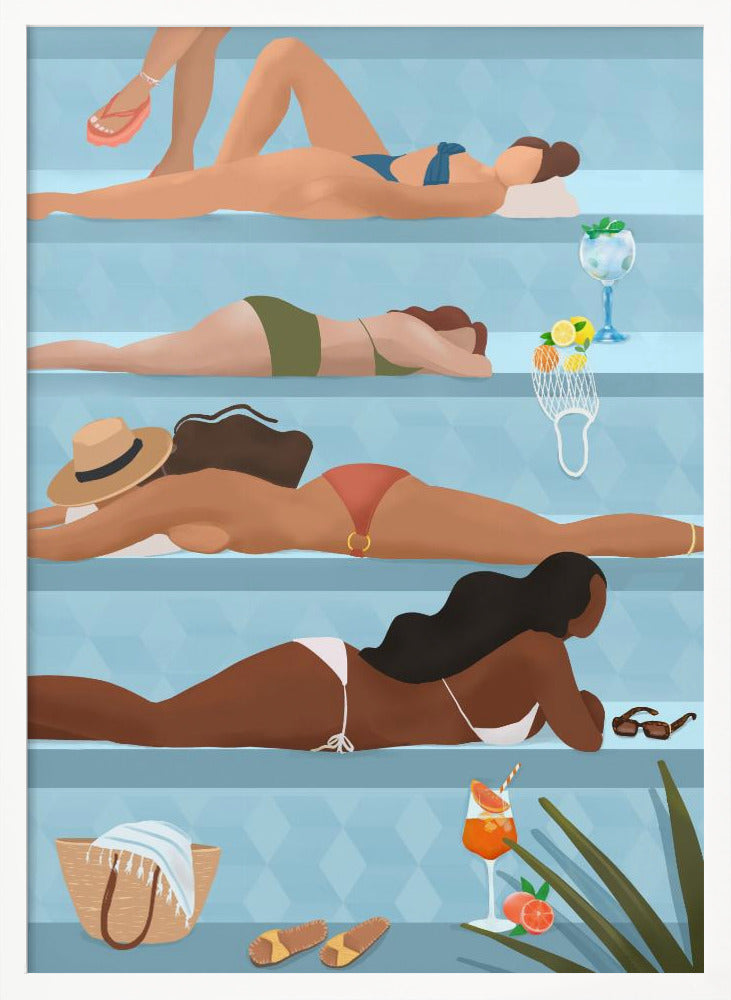 Ladies by the pool Poster