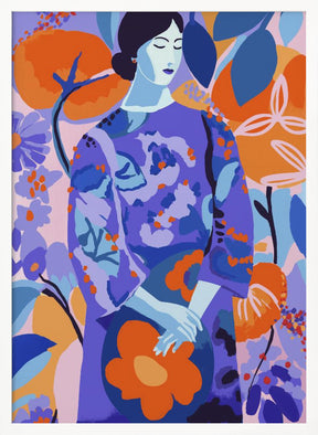 Woman In Flower Garden Poster