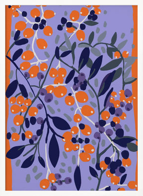 Blue And Orange Berries Poster