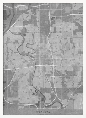 Map of Wichita (Kansas, USA) in gray vintage style Poster