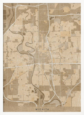 Map of Wichita (Kansas, USA) in sepia vintage style Poster