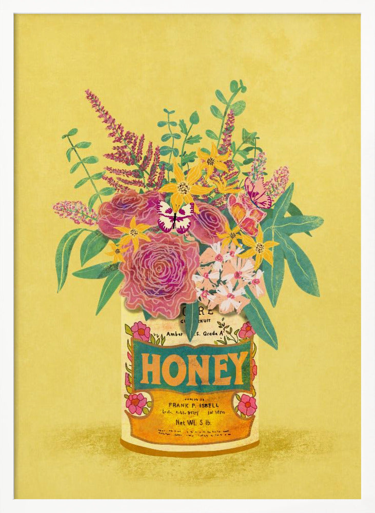 Flowers In a vintage Honey Can Poster