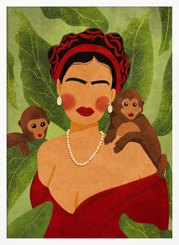 Frida and Monkeys Poster