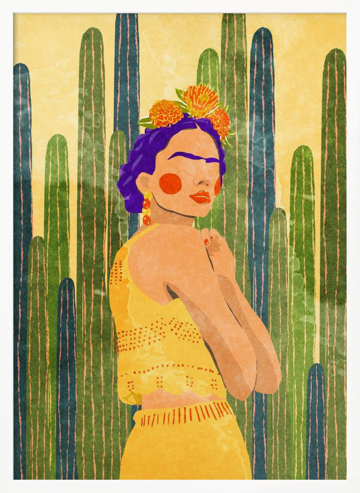 Frida and cacti Poster