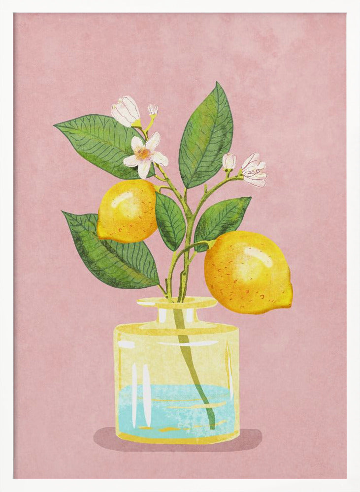 Lemon Bunch In Vase Poster