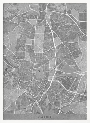 Map of Madrid (Spain) in gray vintage style Poster