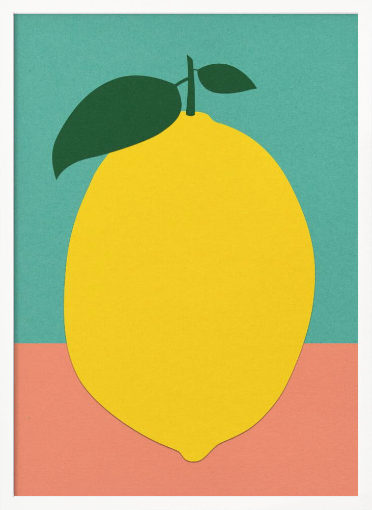 Lemon With Two Leaves Poster