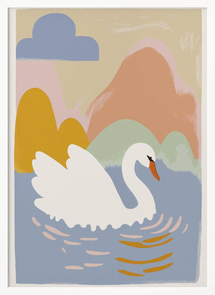 Swan In Lake Poster