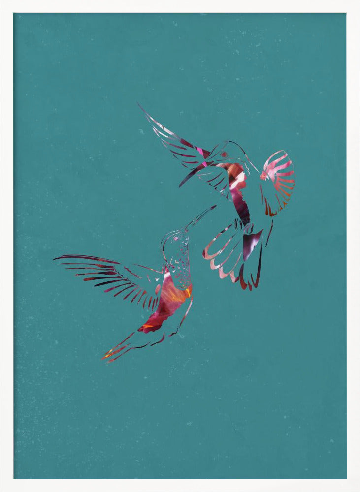 Pink Green Bird Flight Poster