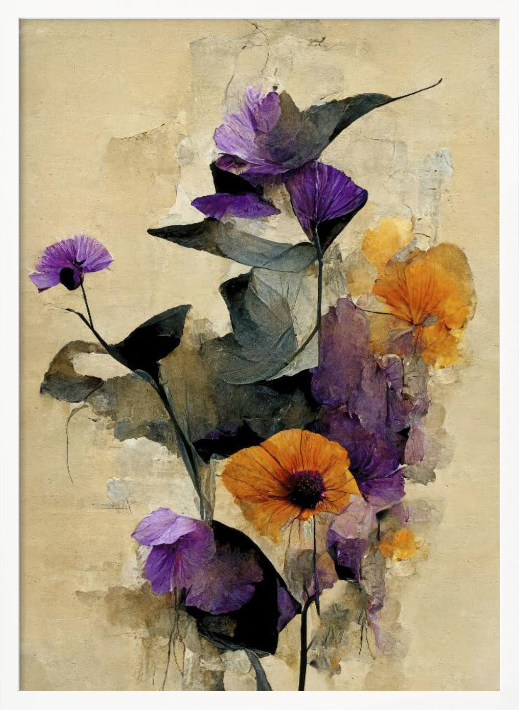 Purple Dry Flowers Poster