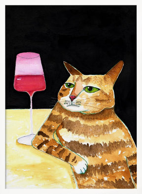 Cat Friday Night Drinks Wine Funny Cat Humour Poster