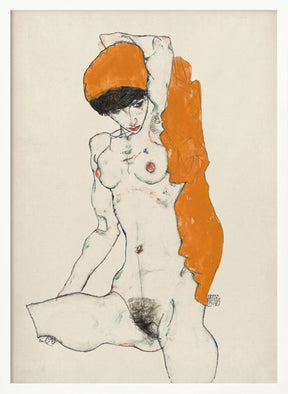 Standing Nude With Orange Drapery 1914 Poster