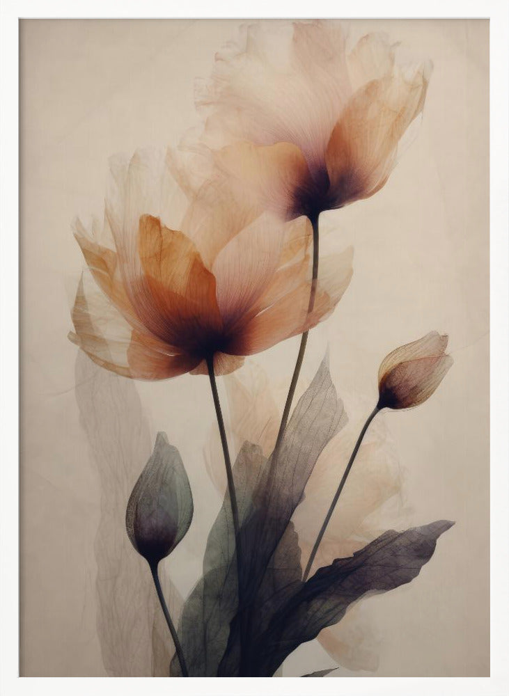 Parchment Flowers No 3 Poster